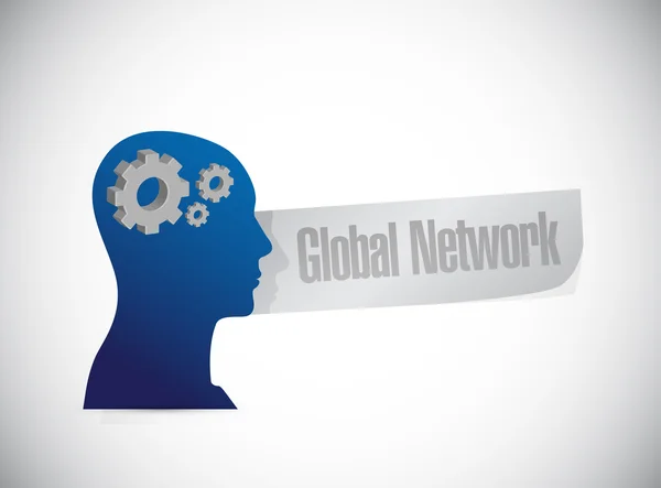 Globalt nätverk tänkande hjärna tecken koncept — Stockfoto
