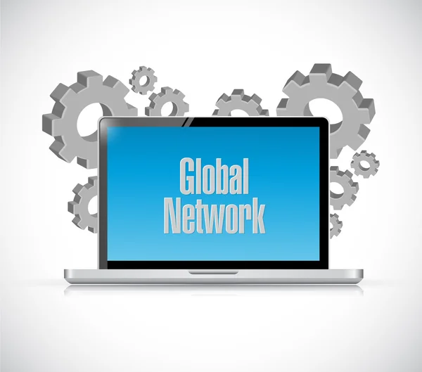 Globala nätverk dator tecken koncept — Stockfoto