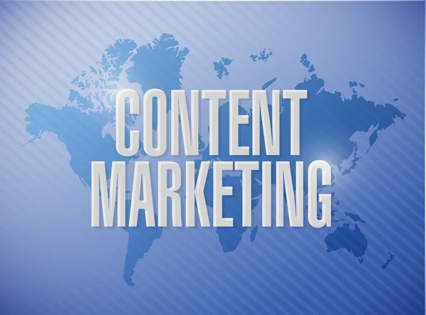 Content marketing världen karta tecken koncept — Stockfoto