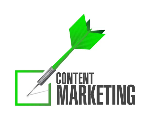 Content marketing check dart sign concept — Stock Photo, Image