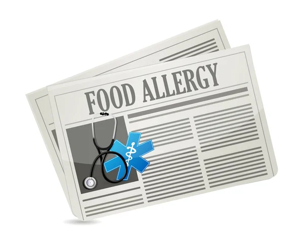 Αλλεργία τροφίμων εφημερίδα σημάδι εικονογράφηση έννοια — Φωτογραφία Αρχείου