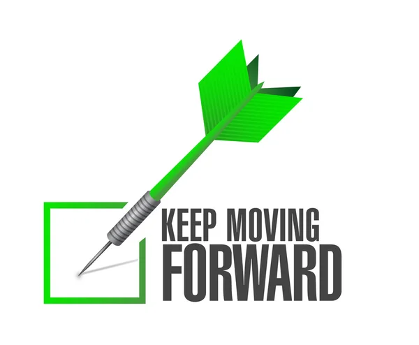 Keep moving forward check dart sign concept — Stock Photo, Image