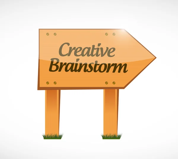 Ilustración creativa del concepto de signo de madera Brainstorm — Foto de Stock