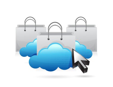 alışveriş bulut konsept illüstrasyon tasarımı