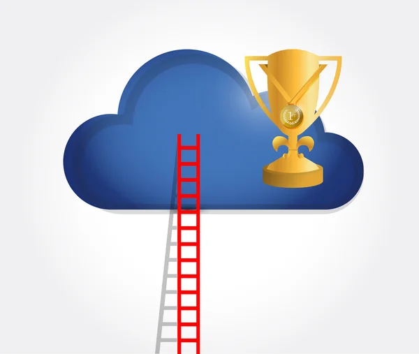 Ladder op een wolk trofee. afbeelding ontwerp — Stockfoto