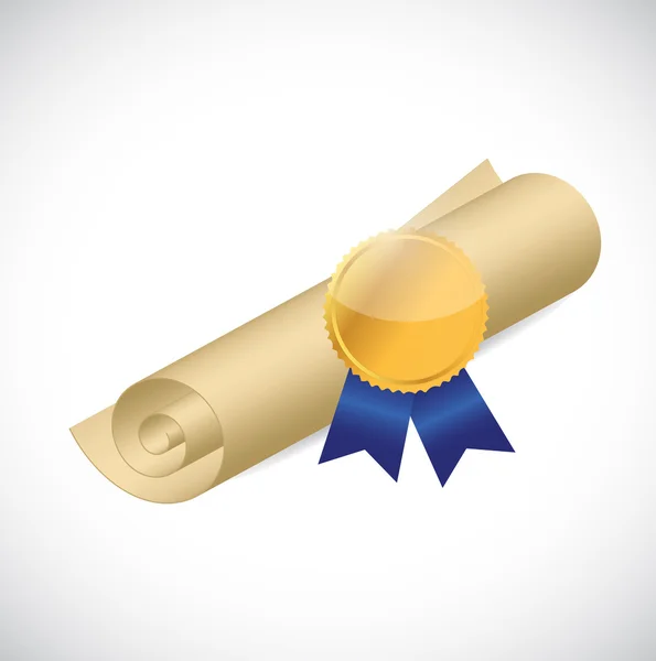 Scroll and gold ribbon illustration design — Stock Photo, Image