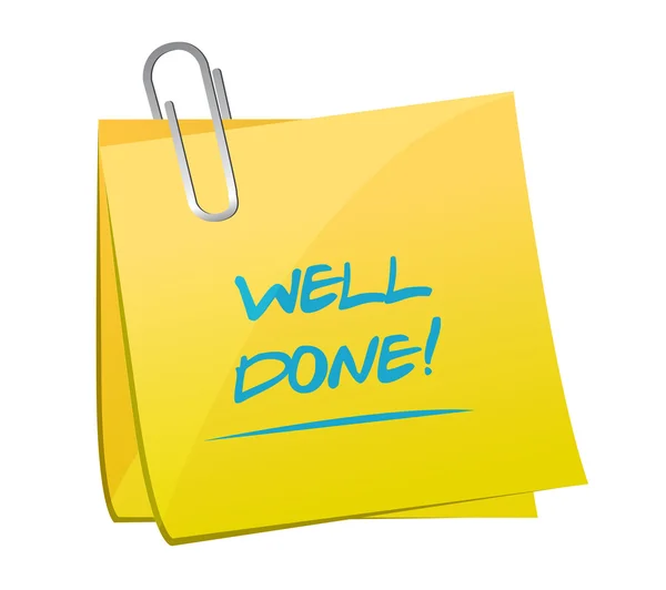 Well done post it illustration design — Stock Photo, Image