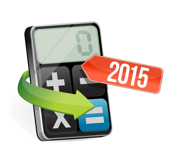 Calculadora y 2015 flecha ilustración diseño —  Fotos de Stock