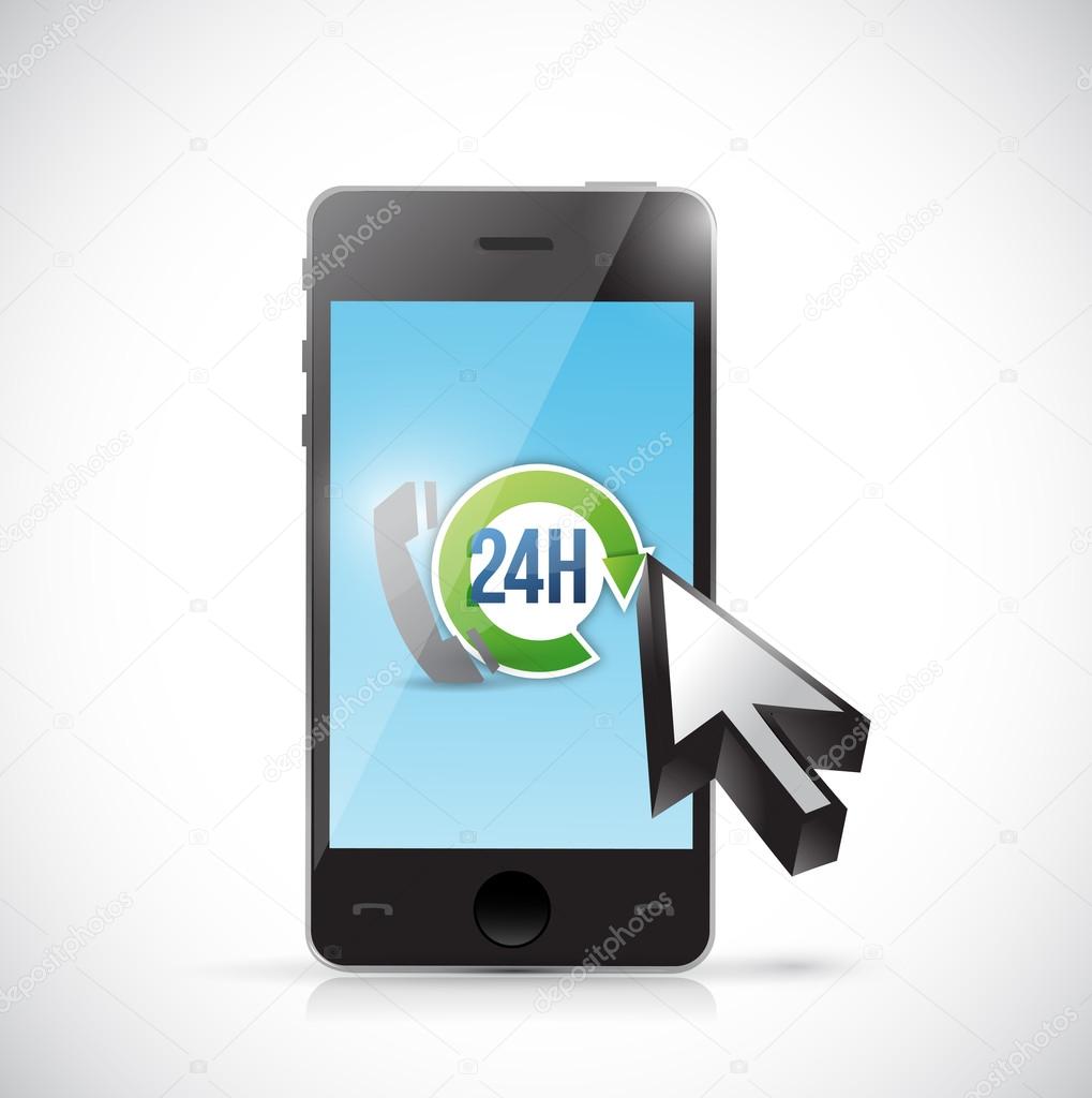 24 7 phone support illustration design