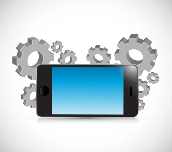 Phone and gears illustration design — Stock Photo, Image