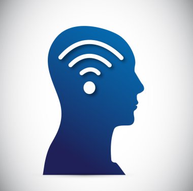 baş ve wifi sinyal illüstrasyon tasarımı