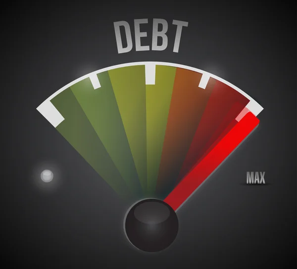 Debt speedometer illustration design — Stock Photo, Image