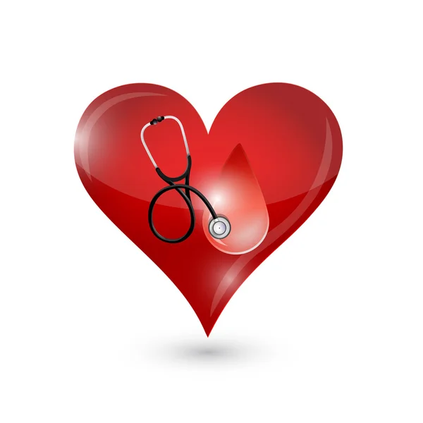 Heart and blood drop illustration design — Stock Photo, Image