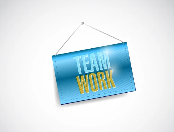 Teamwork hanging banner sign illustration design — Stock Photo, Image