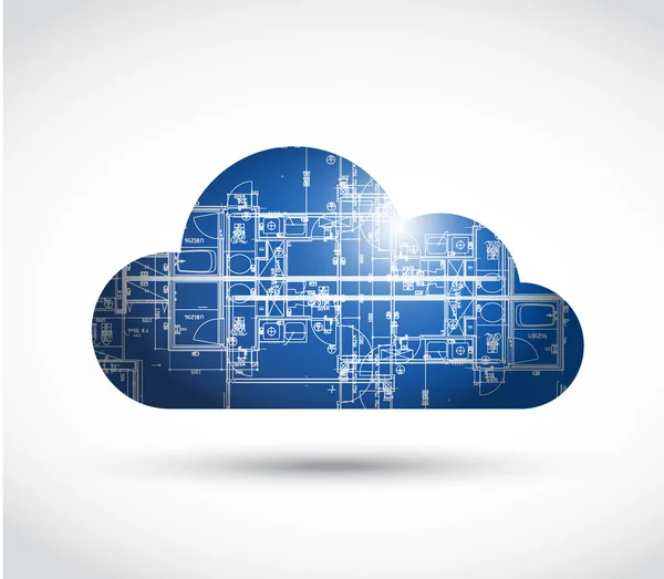 Cloud computing en blauwdruk afbeelding ontwerp — Stockfoto