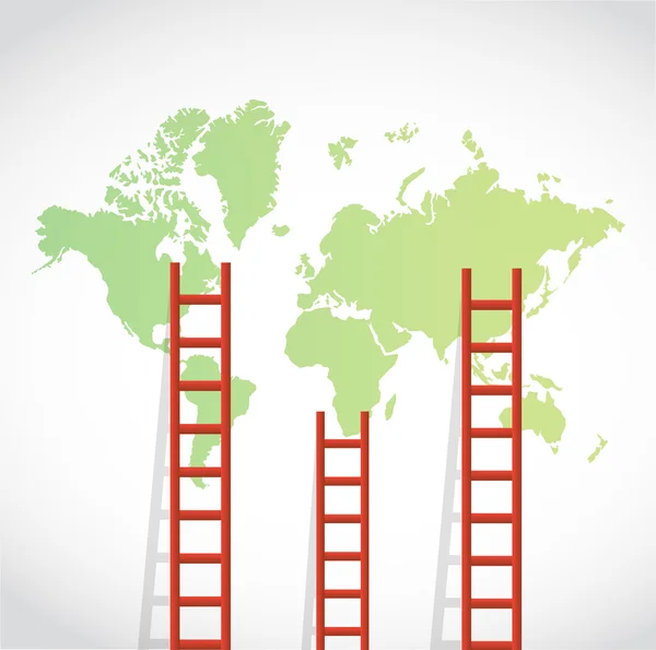 Ladders naar een wereld kaart illustratie ontwerp — Stockfoto