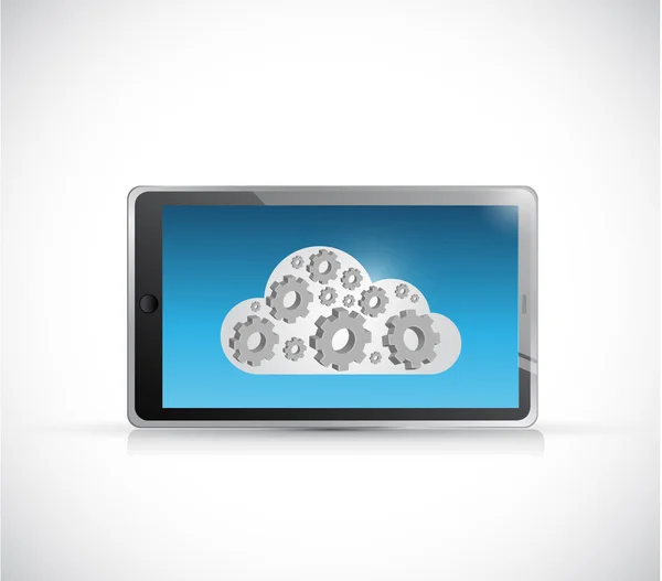 Cloud computing e disegno illustrazione tablet — Foto Stock