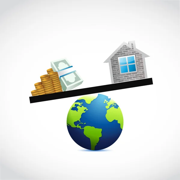 Casa y dinero globo equilibrio ilustración — Foto de Stock