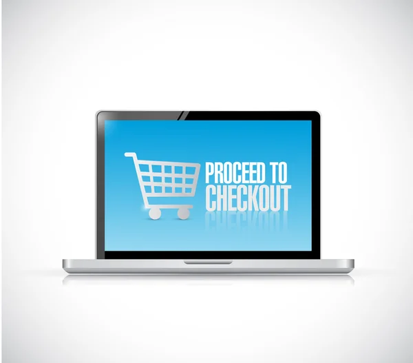 Proceed to checkout. computer — Stock Photo, Image