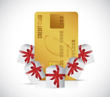 hediyeler etrafında bir kredi kartı. illüstrasyon