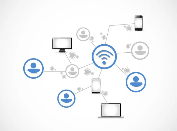 WiFi teknolojisi insanların ağ illüstrasyon — Stok fotoğraf