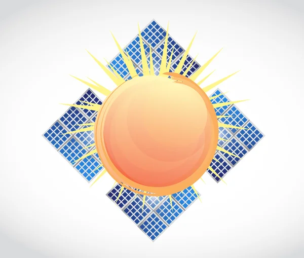 Zon zonnepanelen illustratie — Stockfoto