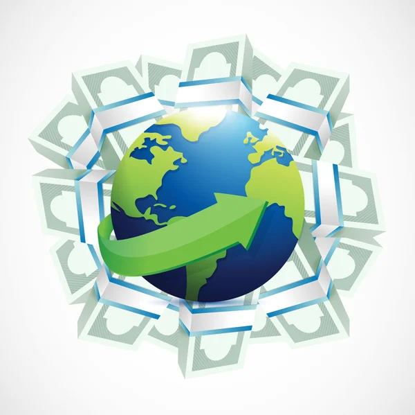 Money around a globe. illustration — Stock Photo, Image