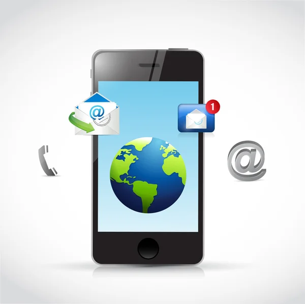 Contact us phone and icons illustration — Stock Photo, Image