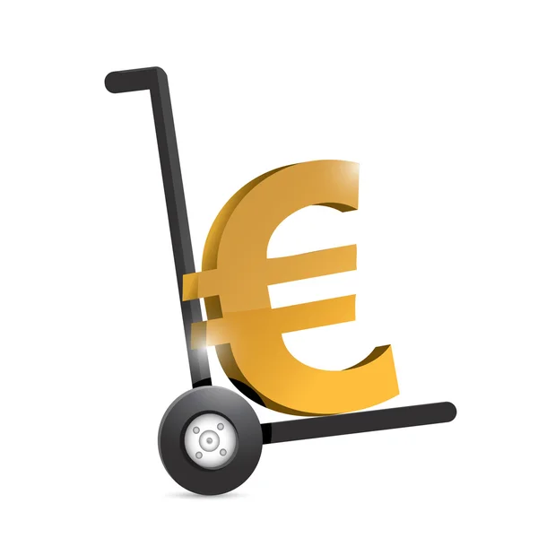 Valutasymbool euro op een dolly. — Stockfoto