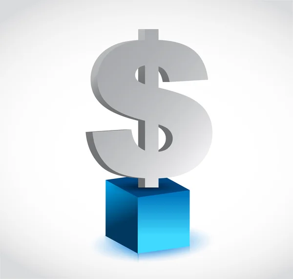Dollar currency symbol over a cube — Stock Photo, Image