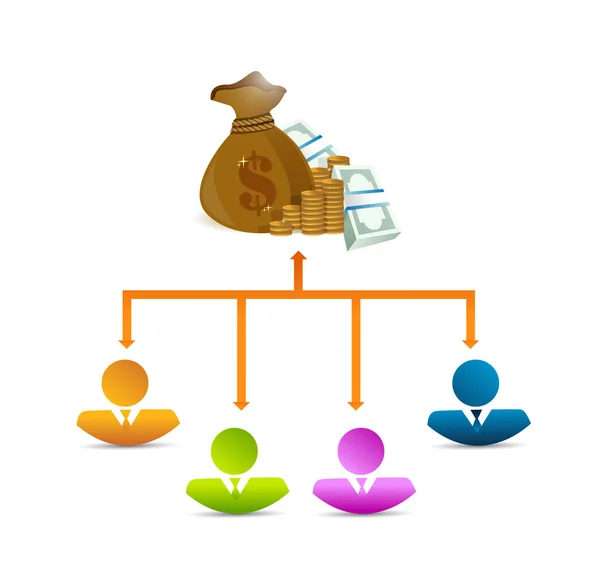 Pracy zespołowej pieniądze diagramu ilustracja — Zdjęcie stockowe