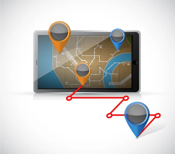 Tablet gps e localizzazioni illustrazione — Foto Stock