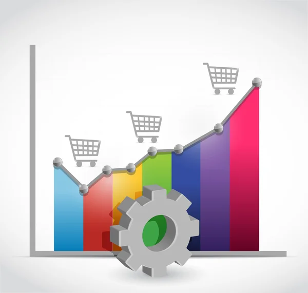 Shopping cart business graph illustration — Stock Photo, Image