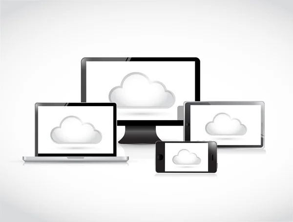 Illustrazione elettronica di cloud computing — Foto Stock