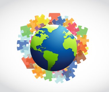 Bulmaca ve küre illüstrasyon tasarımı