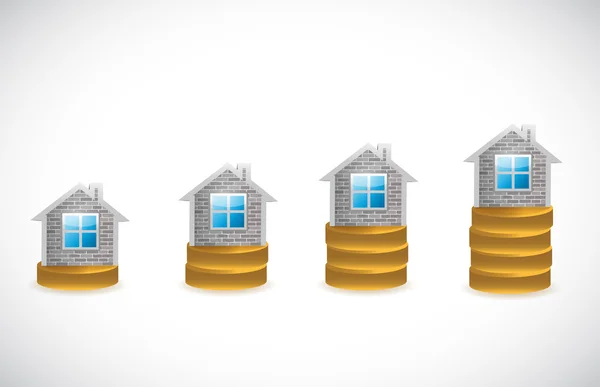 Coin graph and home illustration design — Stock Photo, Image