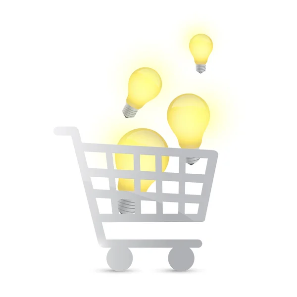 Shopping cart and light bulbs — Stock Photo, Image