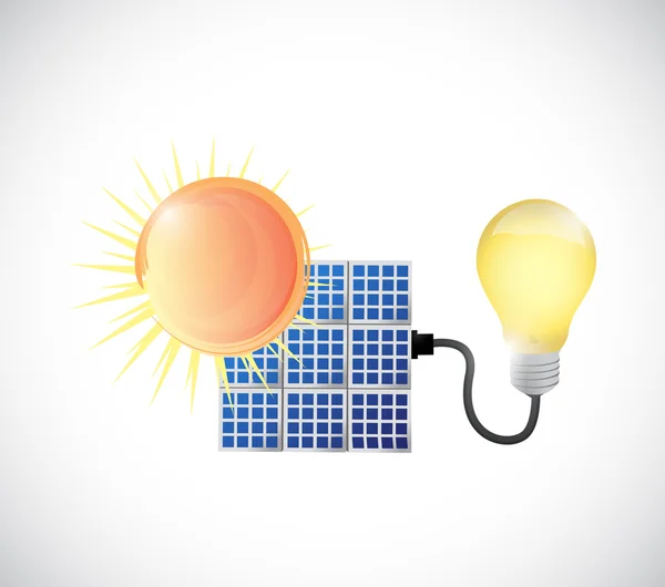 Słońce, panel słoneczny i energia ilustracja — Zdjęcie stockowe