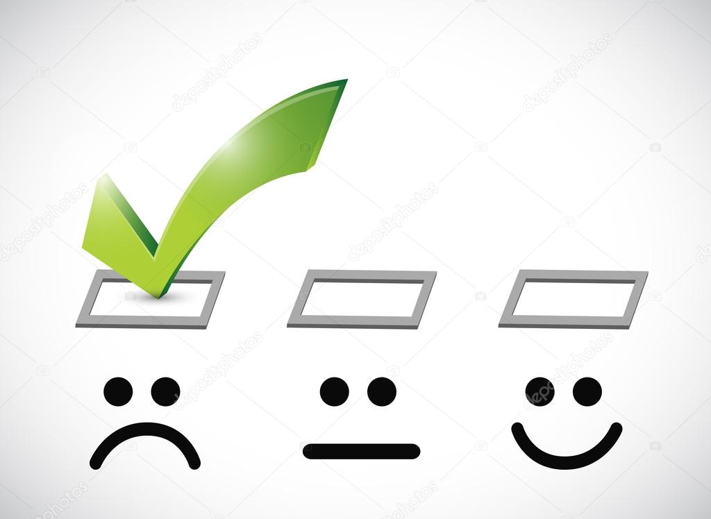 sad face check mark selection illustration