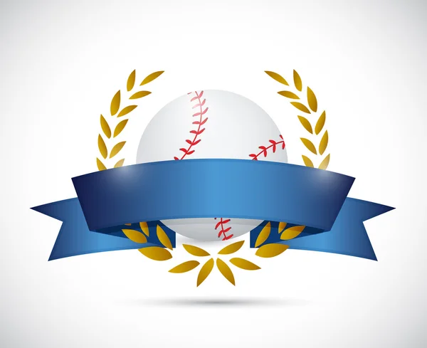 Baseball laurel ribbon banner illustration — Stock Photo, Image