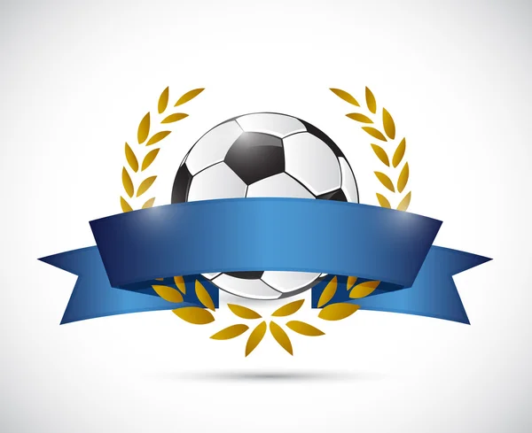 Soccer ribbon laurel banner illustration — Stock Photo, Image
