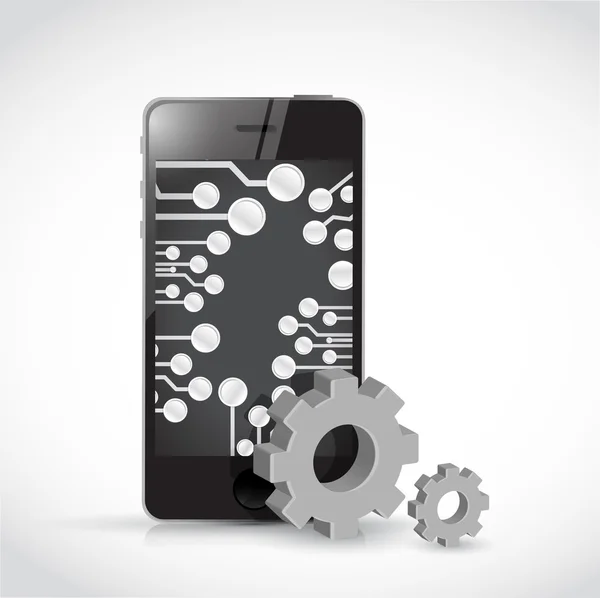 Industrial phone and gear illustration — Stock Photo, Image