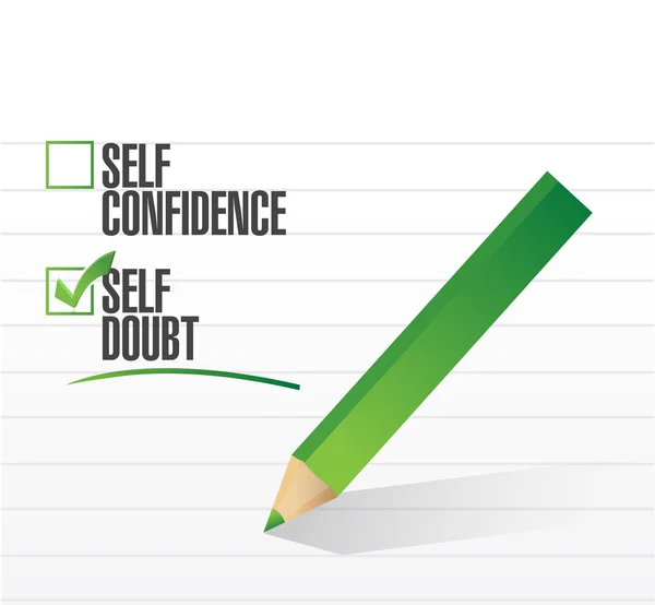 Self doubt check mark illustration — Stock Photo, Image