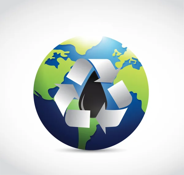 Recycle oil around the globe illustration — Stock Photo, Image