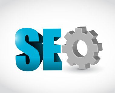 SEO dişli metni imzalamak illüstrasyon tasarımı
