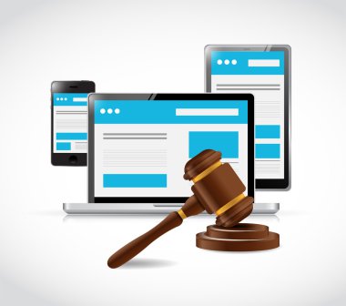 Internet telif hakkı koruması hukuk illüstrasyon