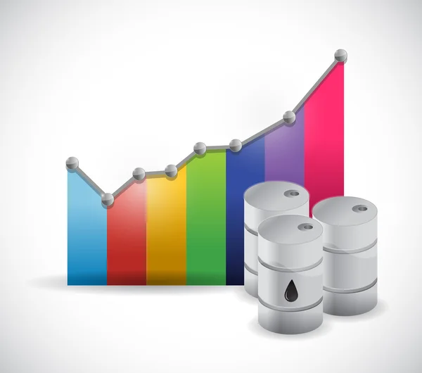 Colorful graph and oil barrels illustration design — Stock Photo, Image