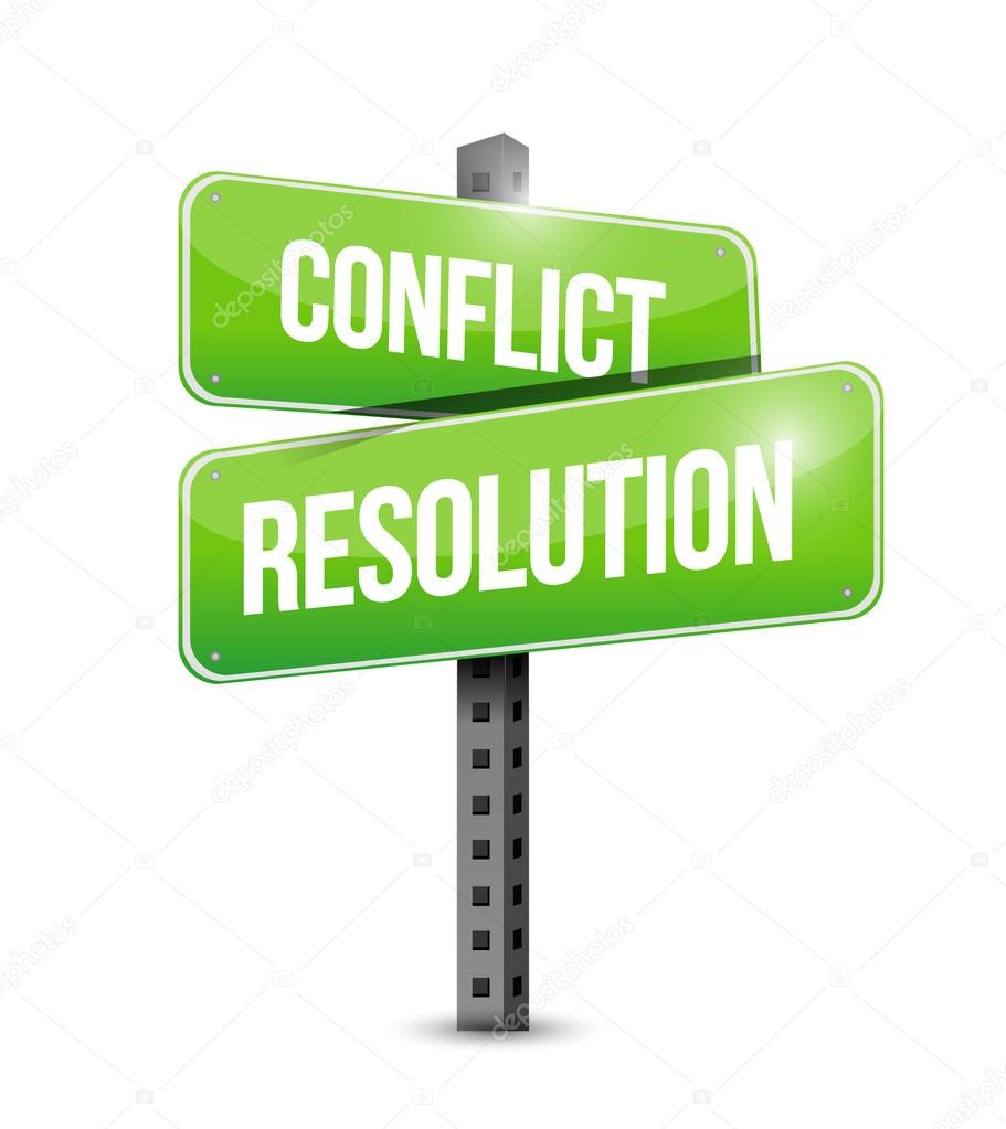 conflict resolution street sign illustration