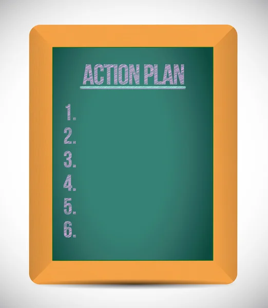 Liste de contrôle du plan d'action sur un tableau . — Photo