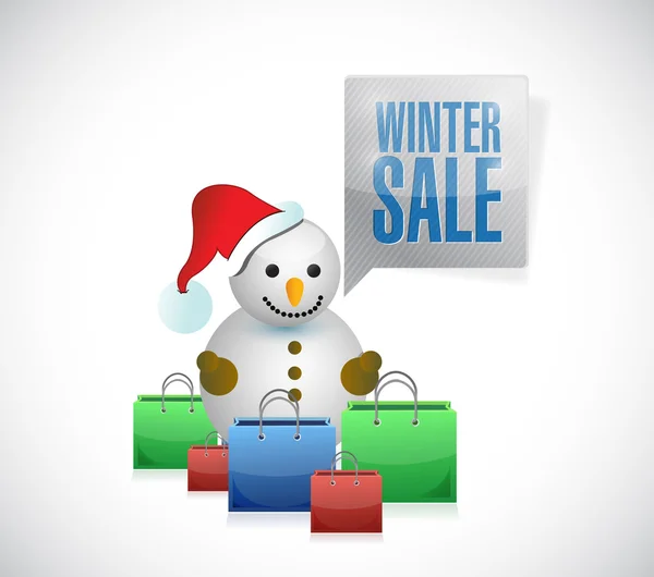 winter sale snowman sign illustration